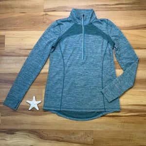Xersion Women’s Half Zip Long Sleeve Heather Green Pullover, Size Small